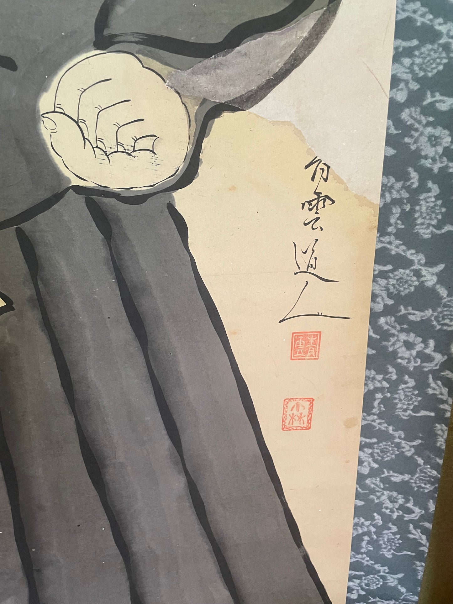 Taishō–Shōwa 1910-30 Kakejiku "Shōki the Demon Queller (鍾馗図)" by Kobayashi (Approximately 197X70CM)