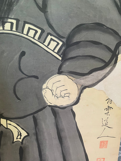 Taishō–Shōwa 1910-30 Kakejiku "Shōki the Demon Queller (鍾馗図)" by Kobayashi (Approximately 197X70CM)
