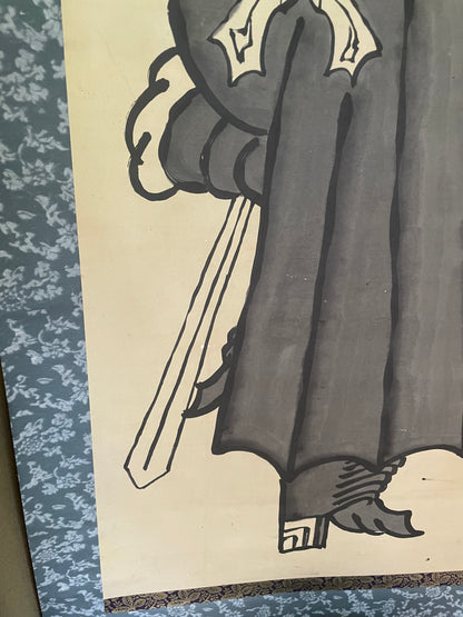 Taishō–Shōwa 1910-30 Kakejiku "Shōki the Demon Queller (鍾馗図)" by Kobayashi (Approximately 197X70CM)