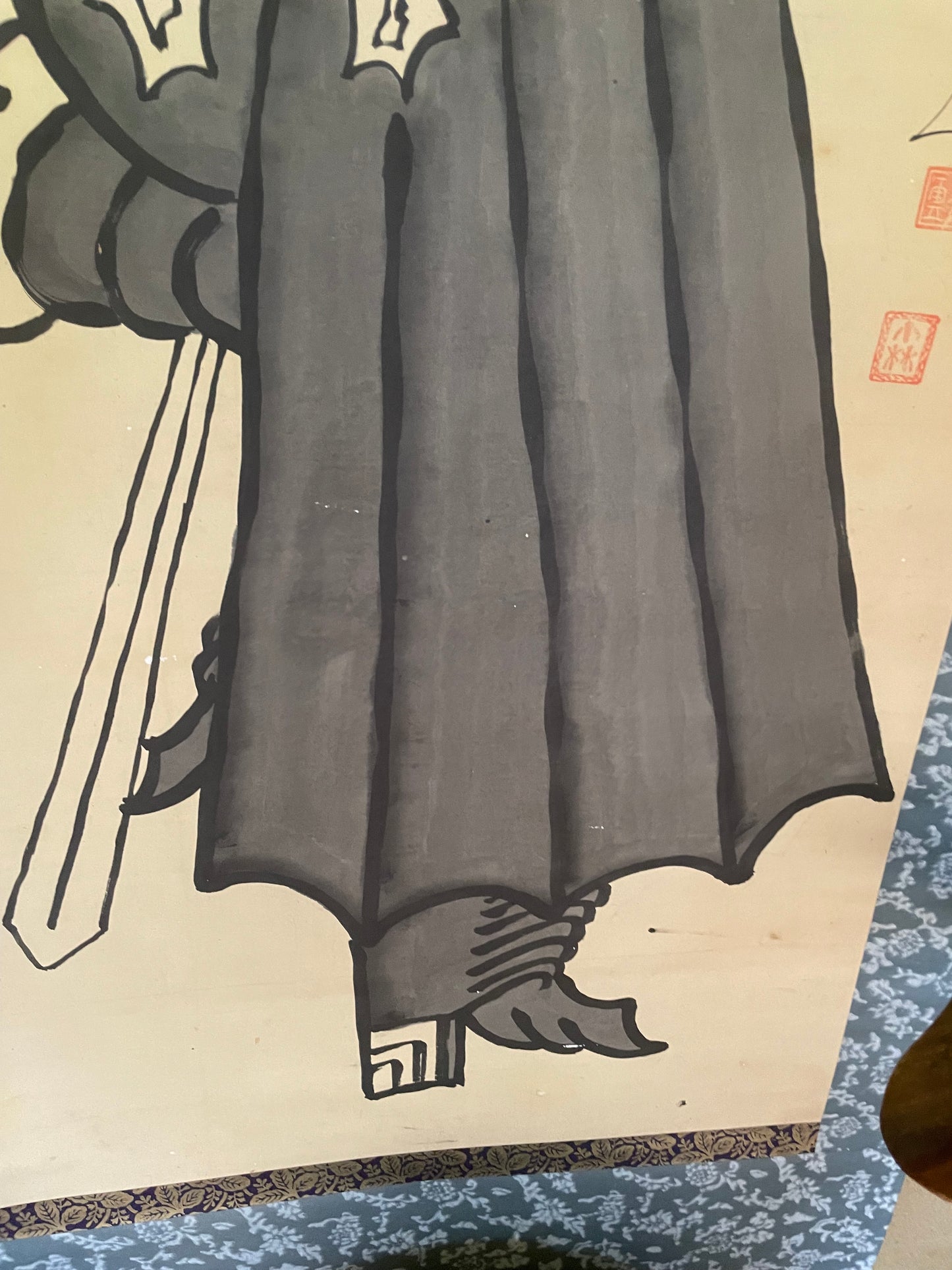 Taishō–Shōwa 1910-30 Kakejiku "Shōki the Demon Queller (鍾馗図)" by Kobayashi (Approximately 197X70CM)