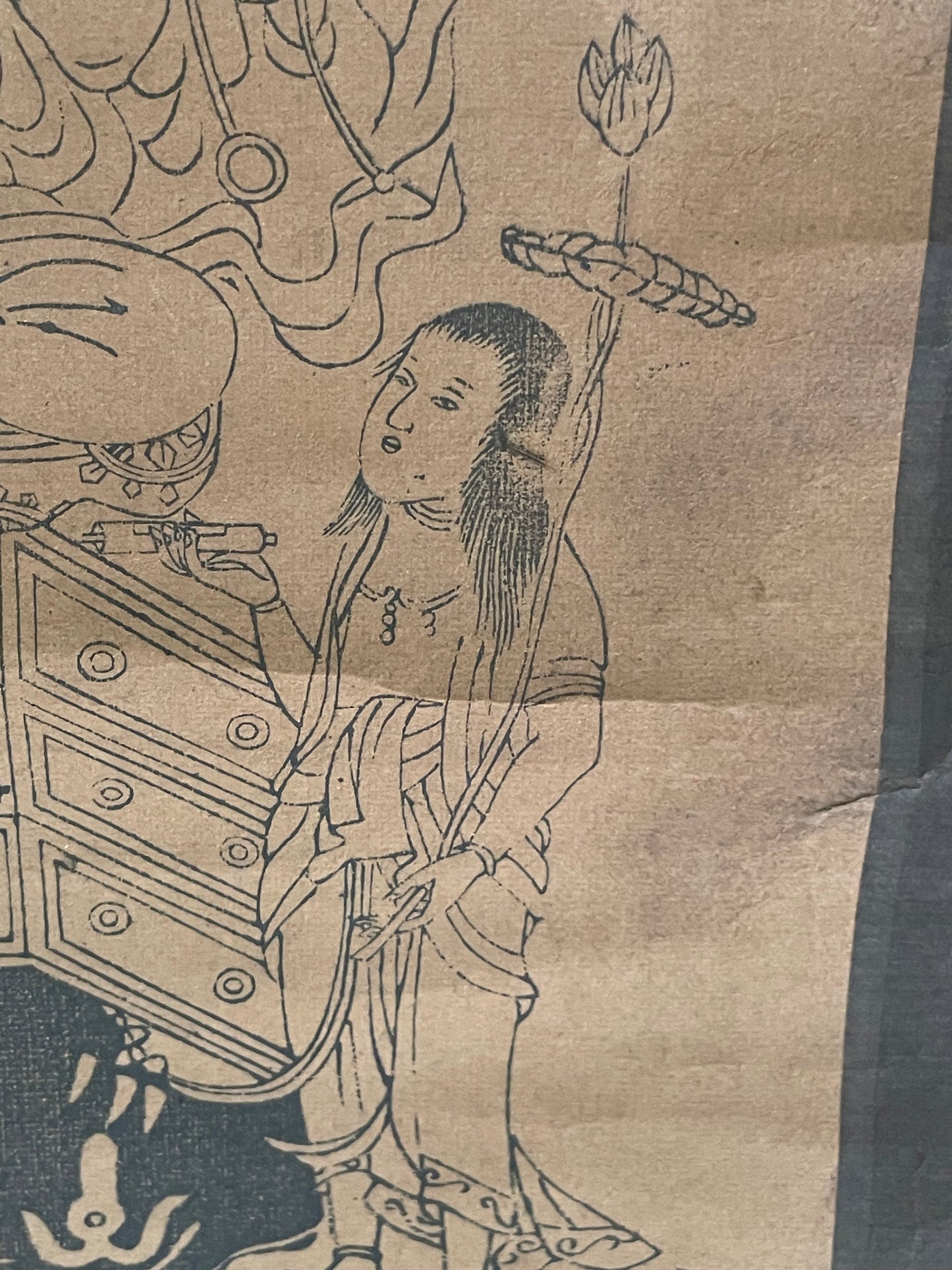 1800–1868 Edo Fudō Myōō with His Two Attendants (不動明王二童子図) Hanging Scroll – 91 × 28 cm