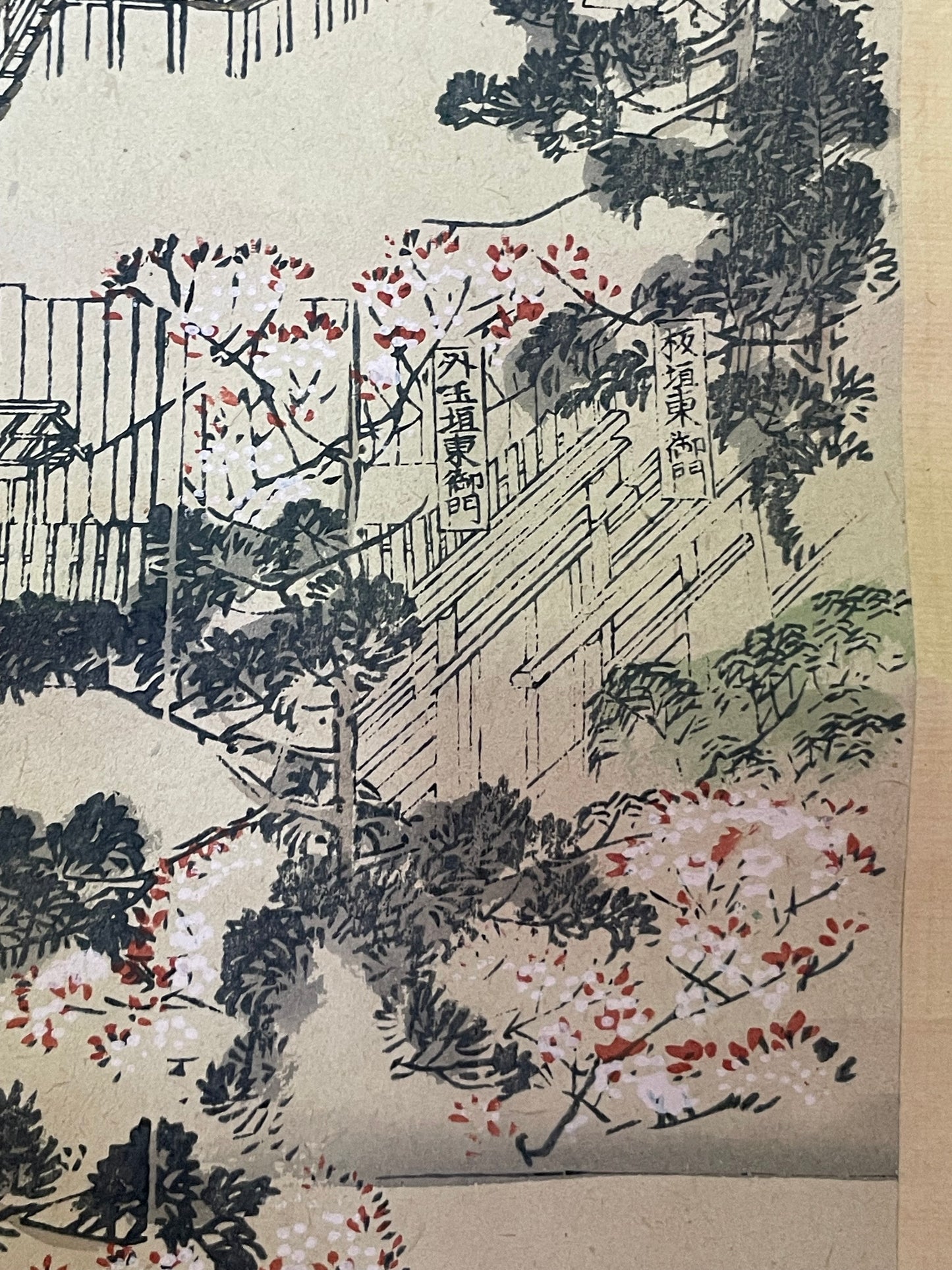 Meiji 1880s–1900 Ukiyo-e Inner Shrine of Ise Grand Shrine (伊勢神宮内宮図) (Approximately 160X60CM)