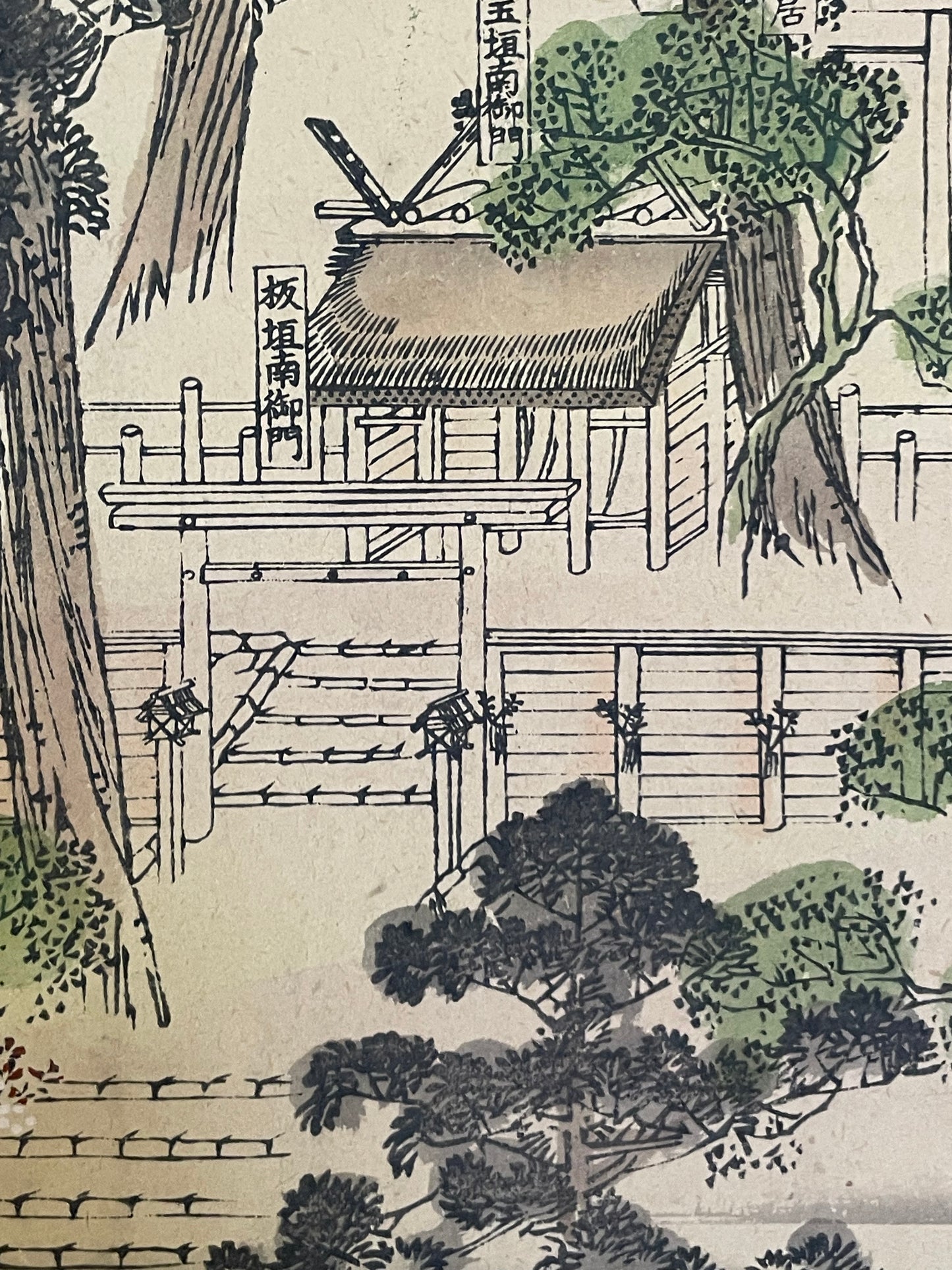 Meiji 1880s–1900 Ukiyo-e Inner Shrine of Ise Grand Shrine (伊勢神宮内宮図) (Approximately 160X60CM)