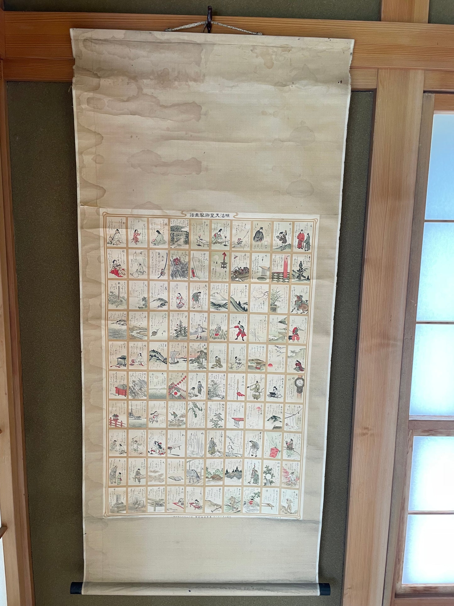 1912 Ukiyo-e Emperor Meiji Imperial Poetry School Chart – Meiji Tennō Gosei Ungo (明治天皇御製運語) (Approximately 60X130CM)