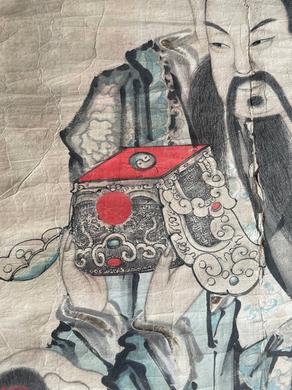 Meiji-Taisho 1900–1913 "Chinese Court Official Receives Imperial Seal" (高官図) by Hidezaki (Approximately 64X134CM)