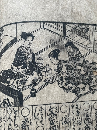 Edo 1771–1775 Meiwa-era Ehon "Hyakunin Isshu Iri Onna Chōhōki" (百人一首入女調法記). Education for Samurai Women