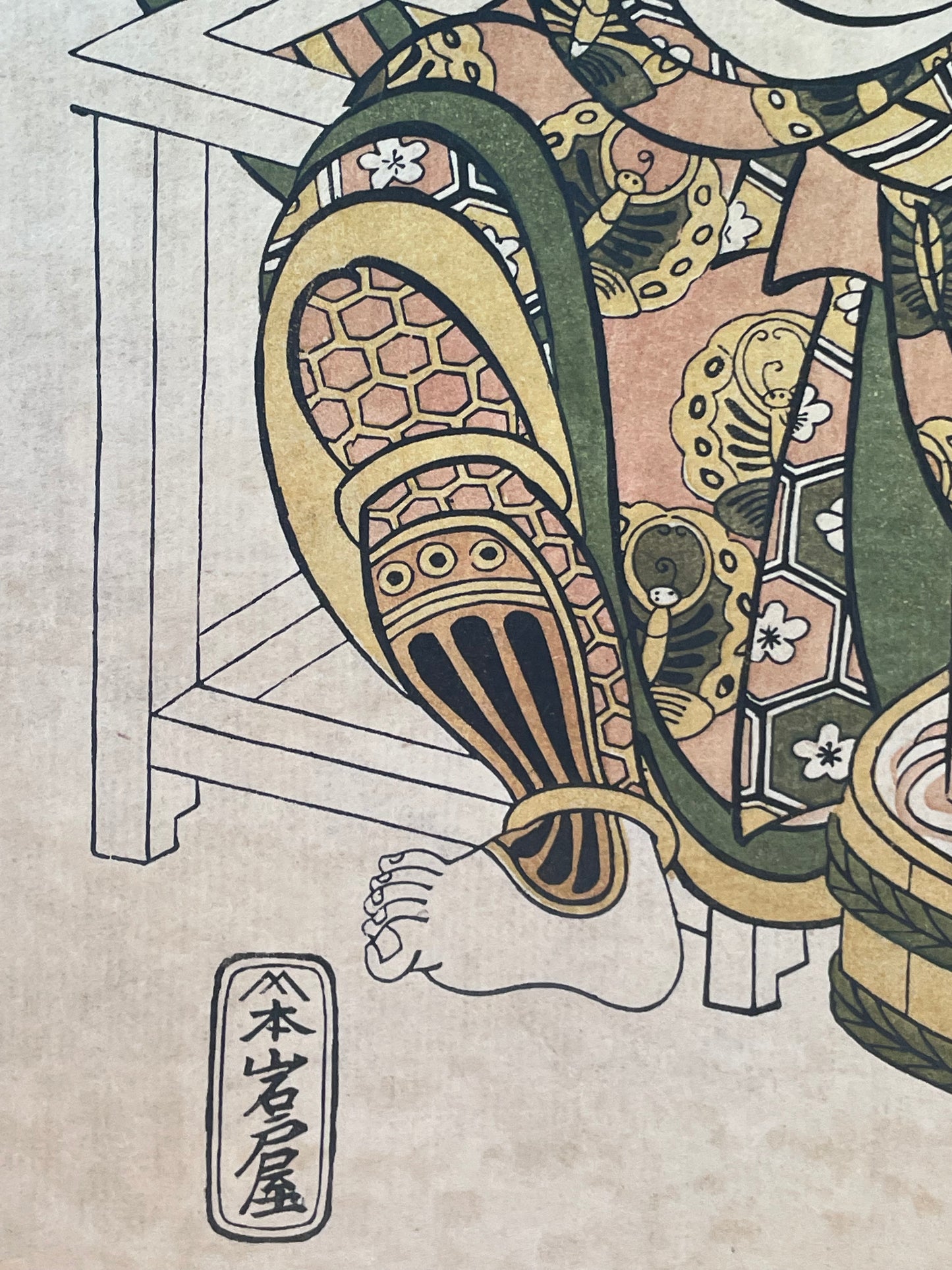 1920–1940 Iwata Print Institute Hand-Printed Torii Kiyomitsu Kabuki Actor Woodblock Print (Approximately 44X30CM)