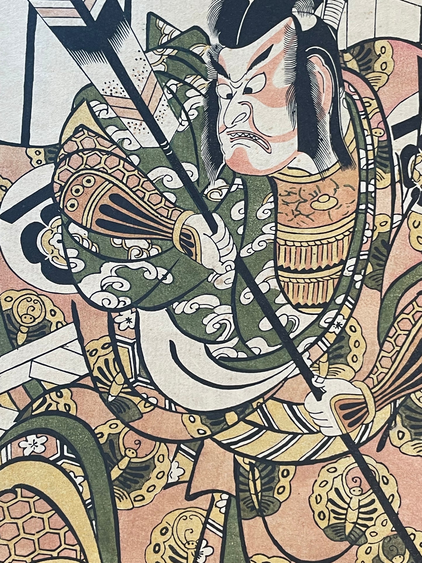 1920–1940 Iwata Print Institute Hand-Printed Torii Kiyomitsu Kabuki Actor Woodblock Print (Approximately 44X30CM)