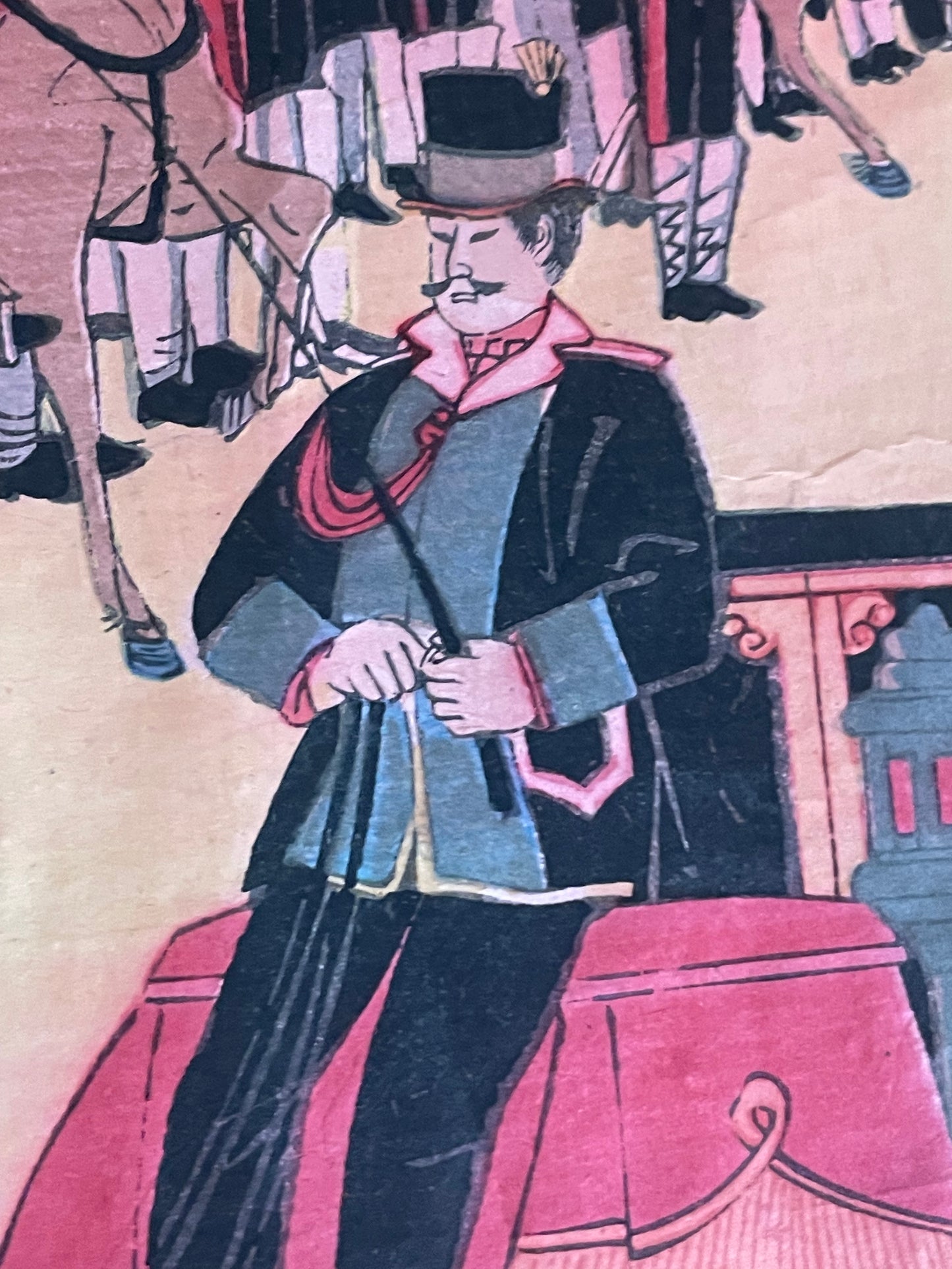 Meiji 1894 Ukiyo-e Nijūbashi Imperial Phoenix Carriage Procession by Utagawa Kunitoshi (Approximately 38X75CM)