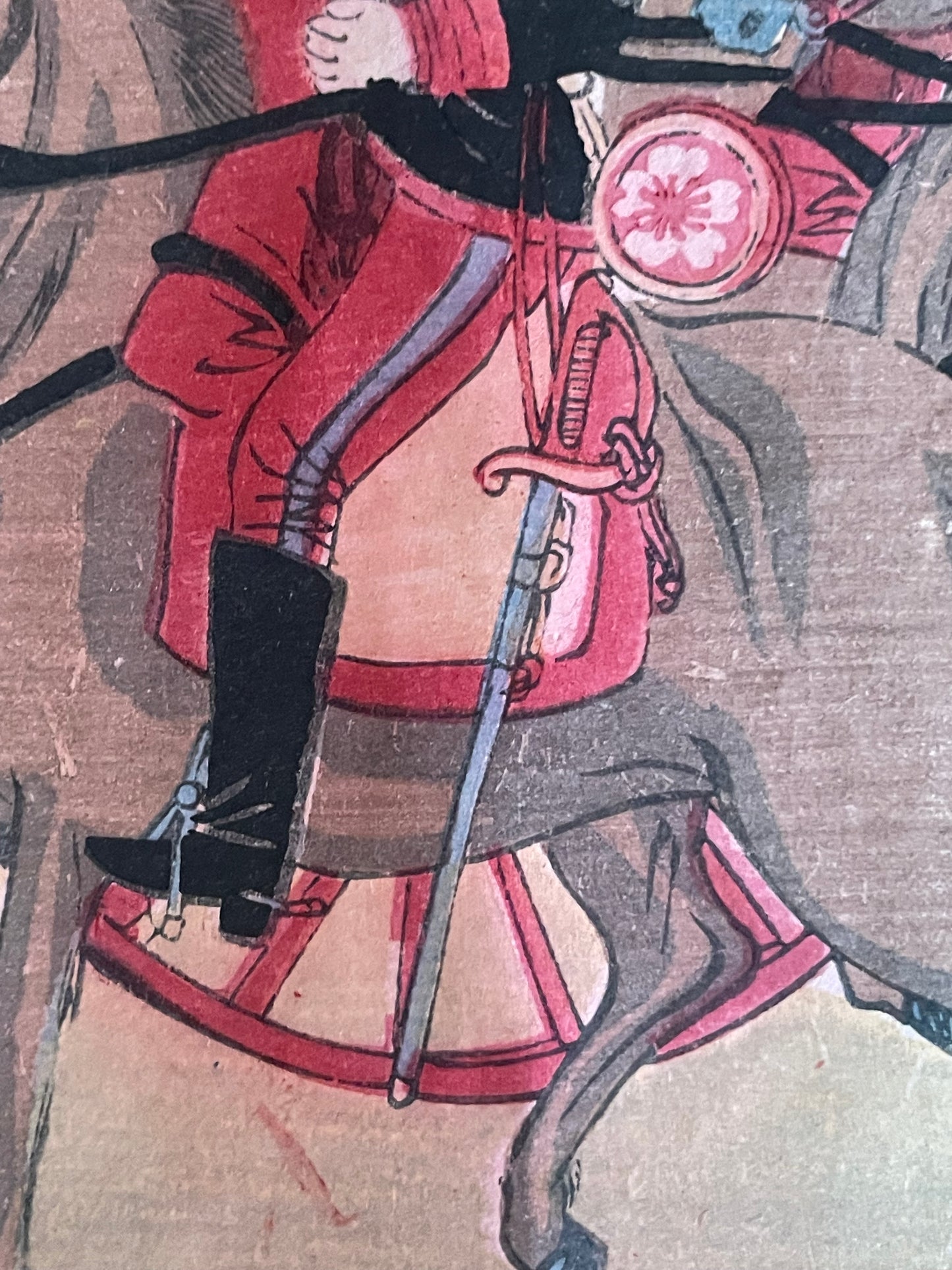 Meiji 1894 Ukiyo-e Nijūbashi Imperial Phoenix Carriage Procession by Utagawa Kunitoshi (Approximately 38X75CM)