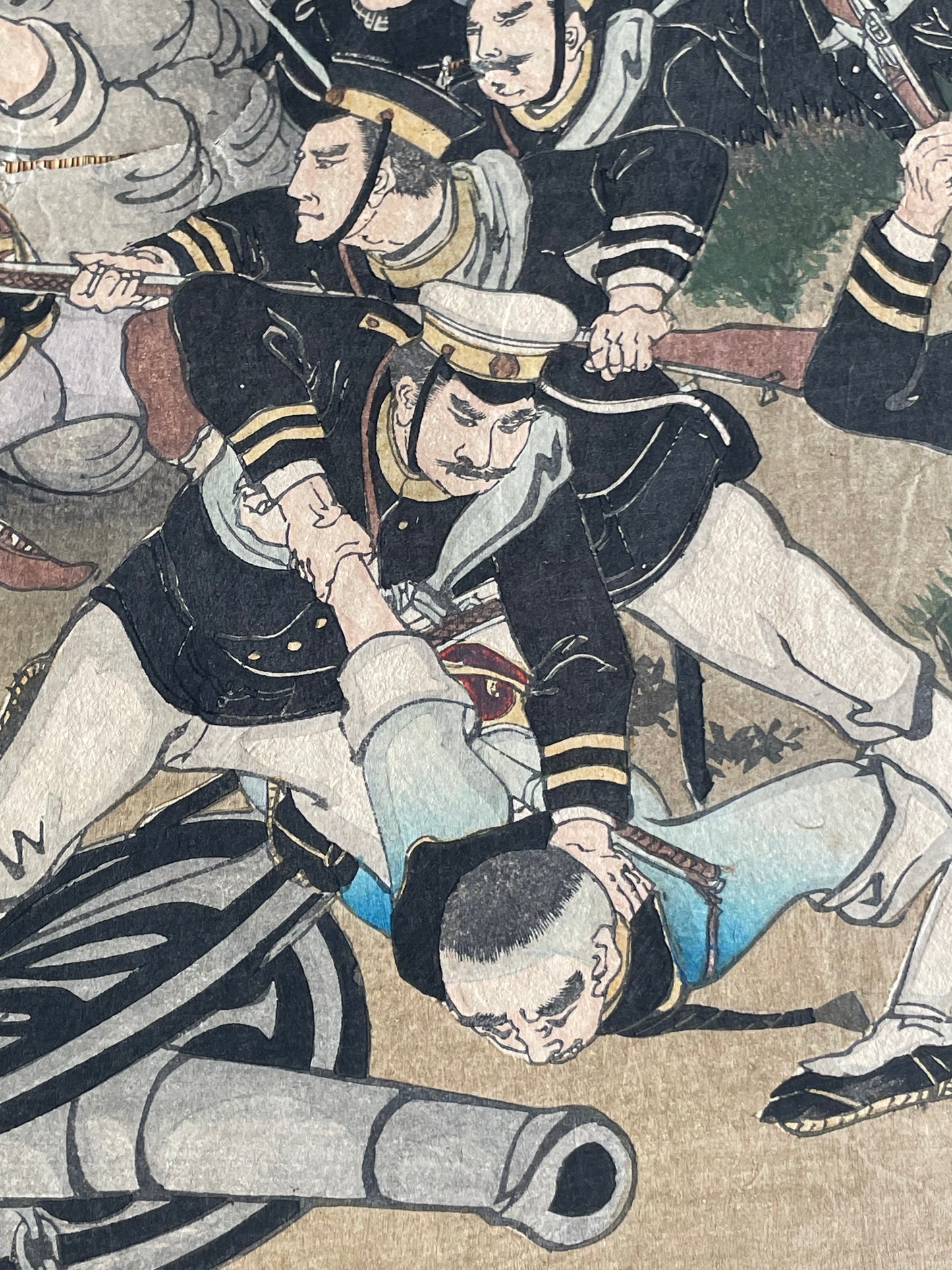 1898 Ukiyo-e "First Sino-Japanese War Battle of Jiuliancheng" by Utagawa Kokunimasa (Approximately 75X38CM)