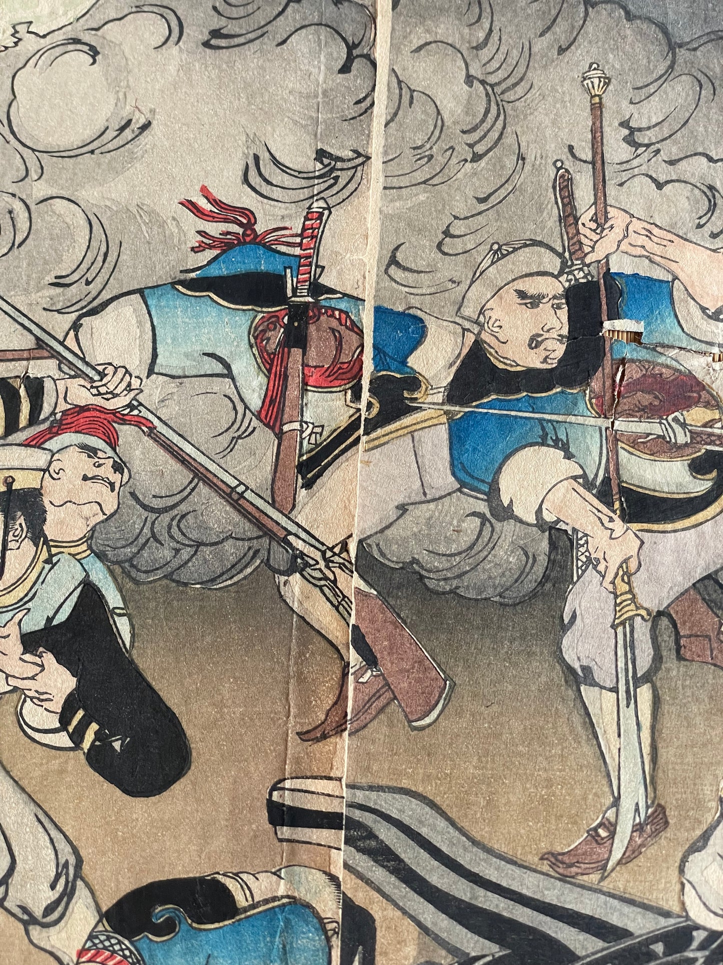 1898 Ukiyo-e "First Sino-Japanese War Battle of Jiuliancheng" by Utagawa Kokunimasa (Approximately 75X38CM)