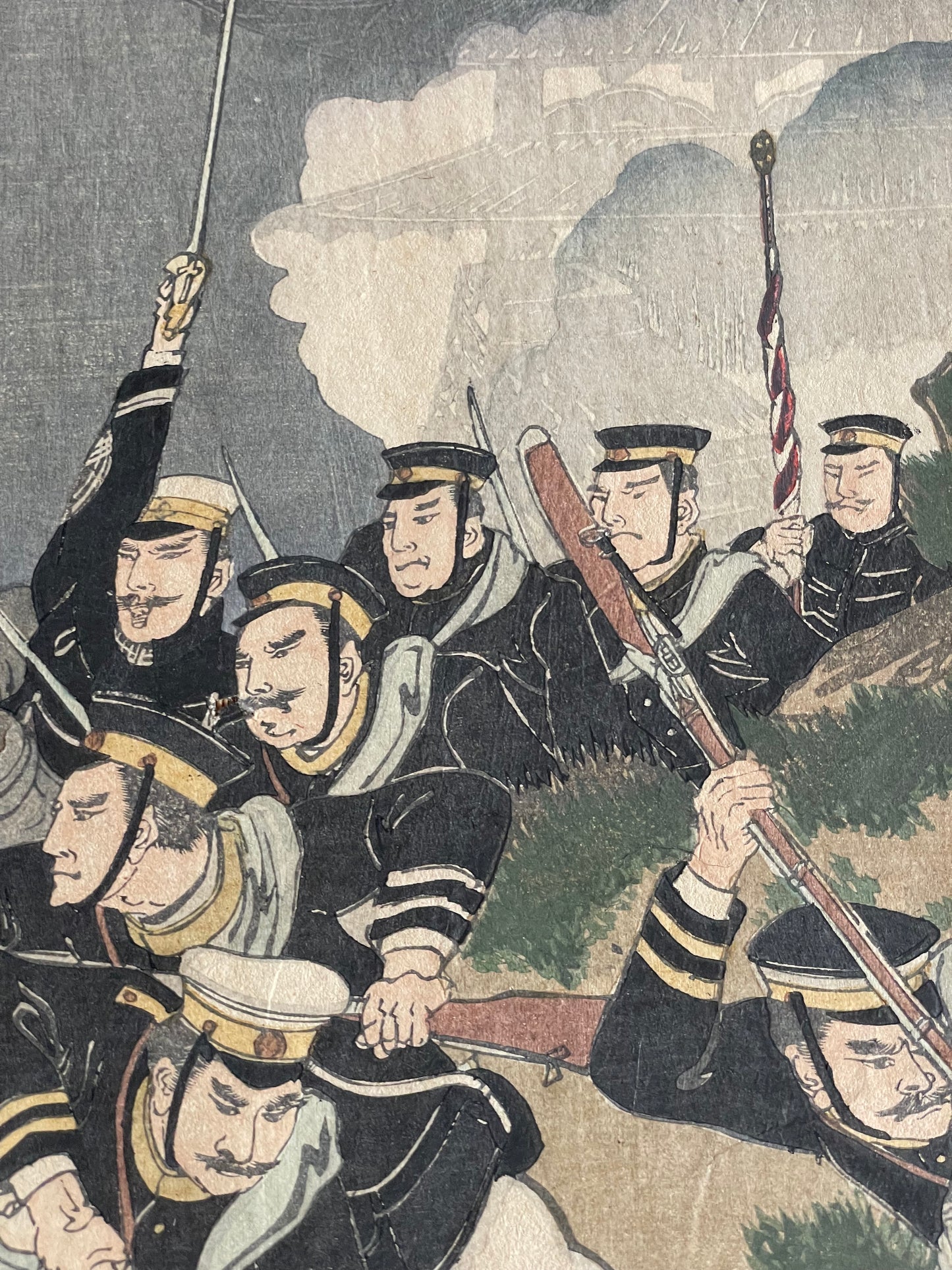 1898 Ukiyo-e "First Sino-Japanese War Battle of Jiuliancheng" by Utagawa Kokunimasa (Approximately 75X38CM)