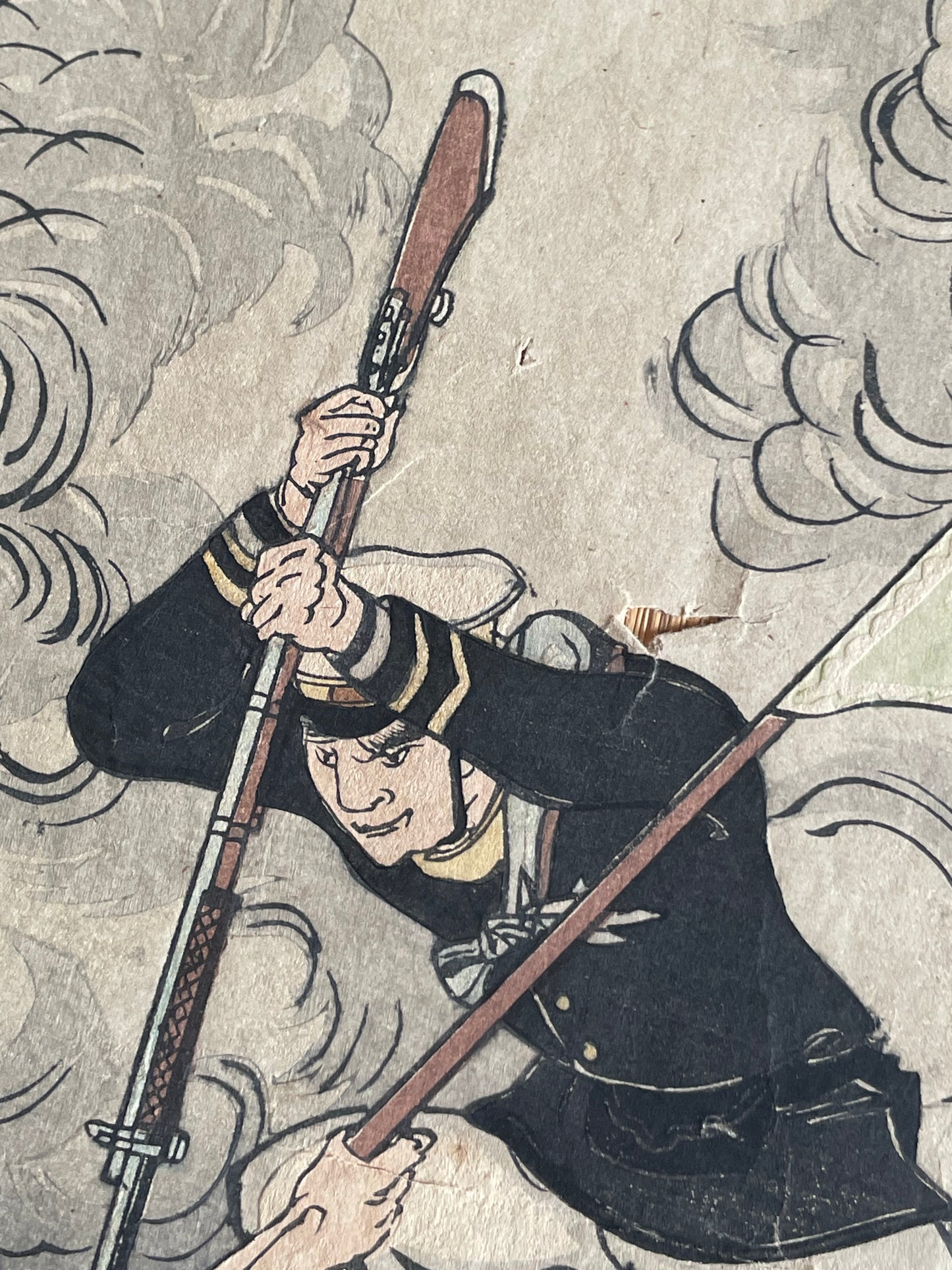 1898 Ukiyo-e "First Sino-Japanese War Battle of Jiuliancheng" by Utagawa Kokunimasa (Approximately 75X38CM)