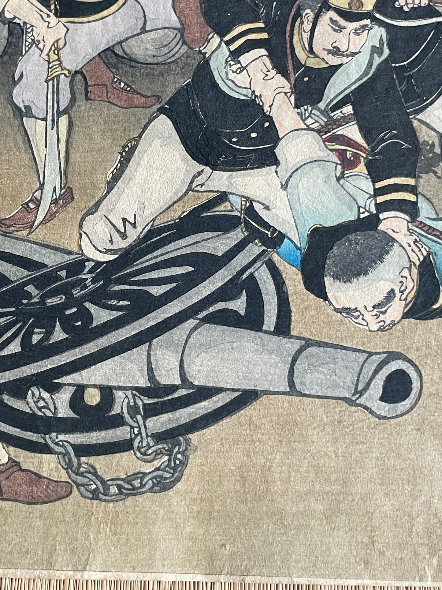 1898 Ukiyo-e "First Sino-Japanese War Battle of Jiuliancheng" by Utagawa Kokunimasa (Approximately 75X38CM)