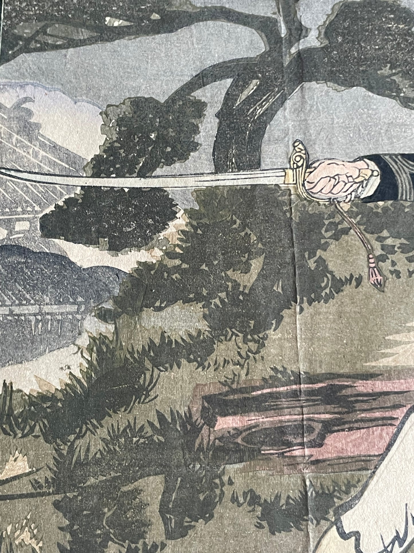 1898 Ukiyo-e "First Sino-Japanese War Battle of Jiuliancheng" by Utagawa Kokunimasa (Approximately 75X38CM)