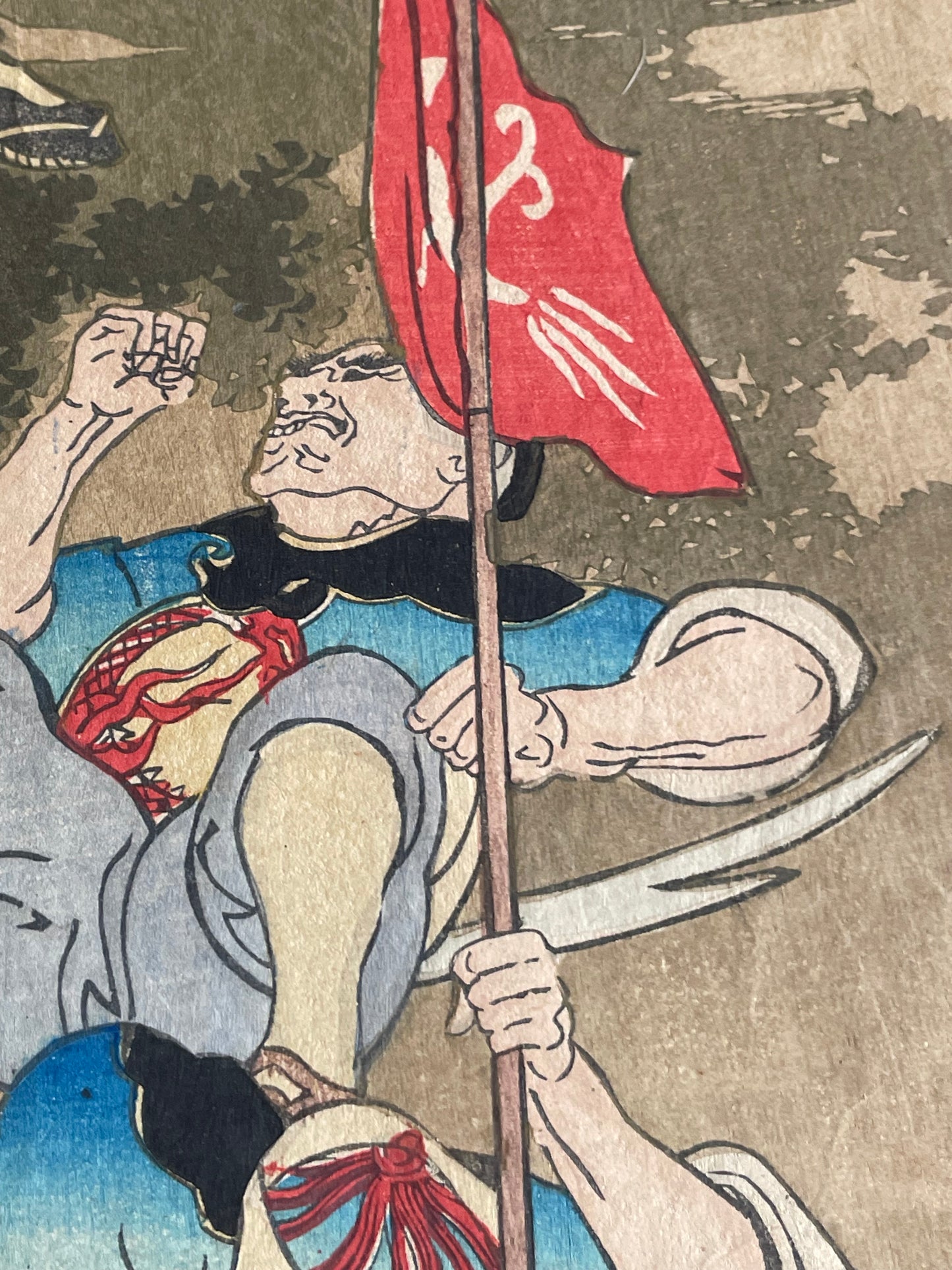 1898 Ukiyo-e "First Sino-Japanese War Battle of Jiuliancheng" by Utagawa Kokunimasa (Approximately 75X38CM)