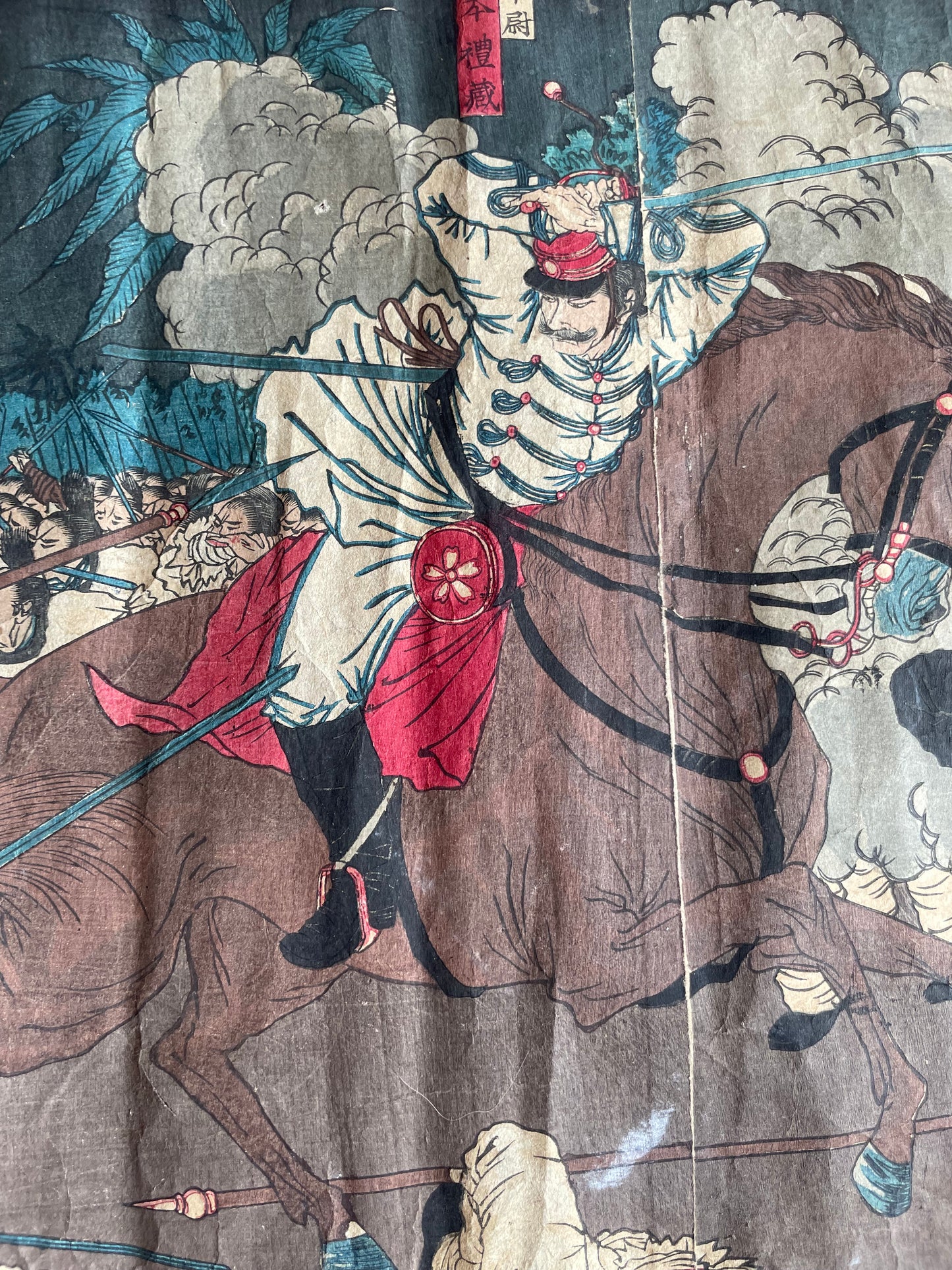Meiji 1882 Imo Incident – Hanabusa Yoshitada & Japanese Legation in Korea by Hashimoto Chikanobu (Approximately 38X27CM)