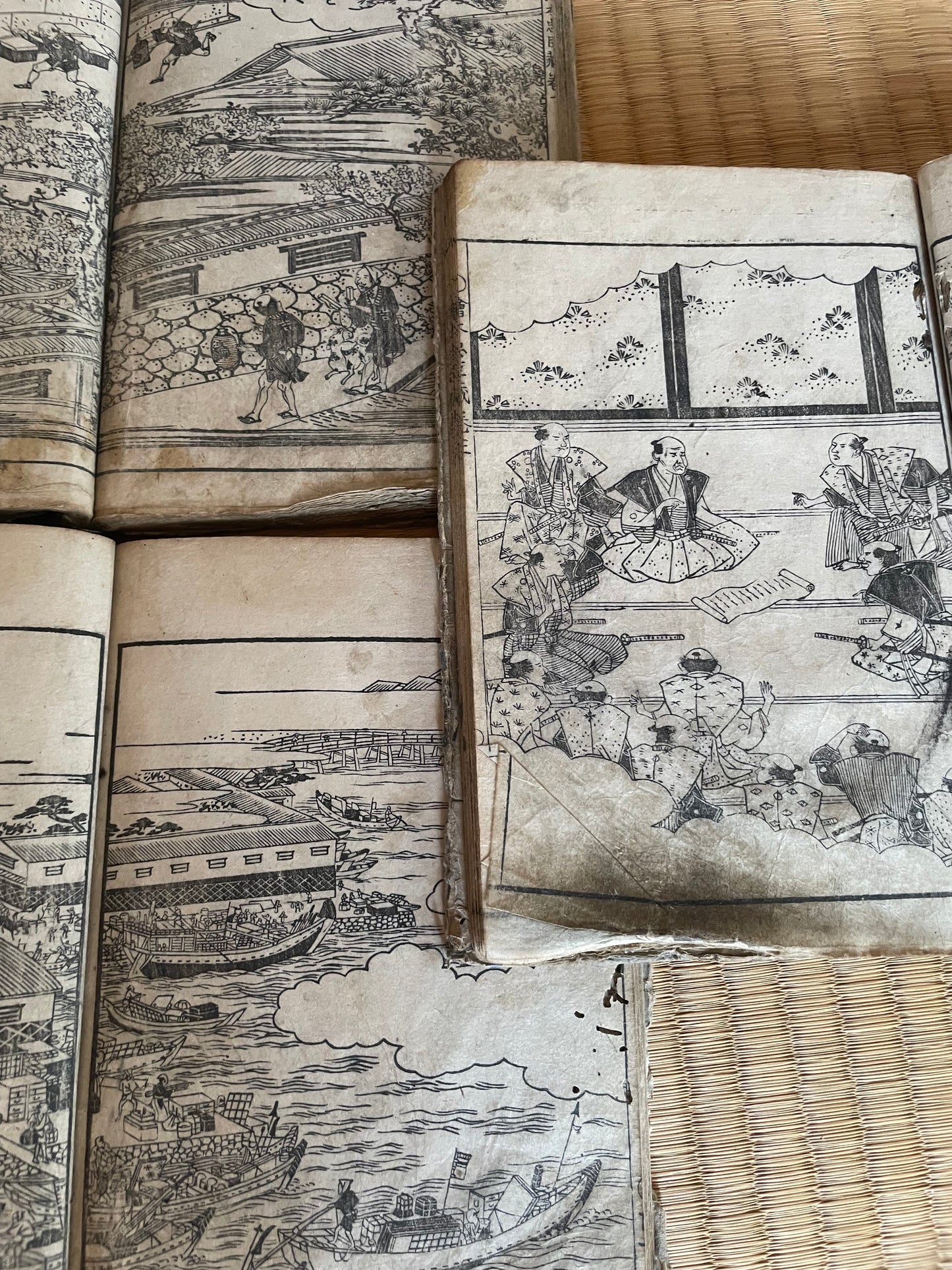 Edo 1808 Ehon Chūshingura  Forty-Seven Rōnin -Set of 3. Illustrated by Katsushika Hokusai