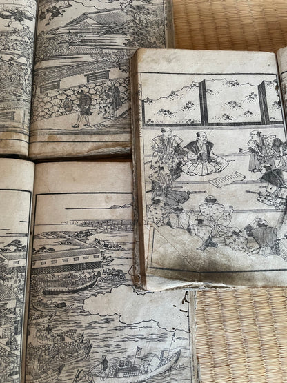 Edo 1808 Ehon Chūshingura  Forty-Seven Rōnin -Set of 3. Illustrated by Katsushika Hokusai