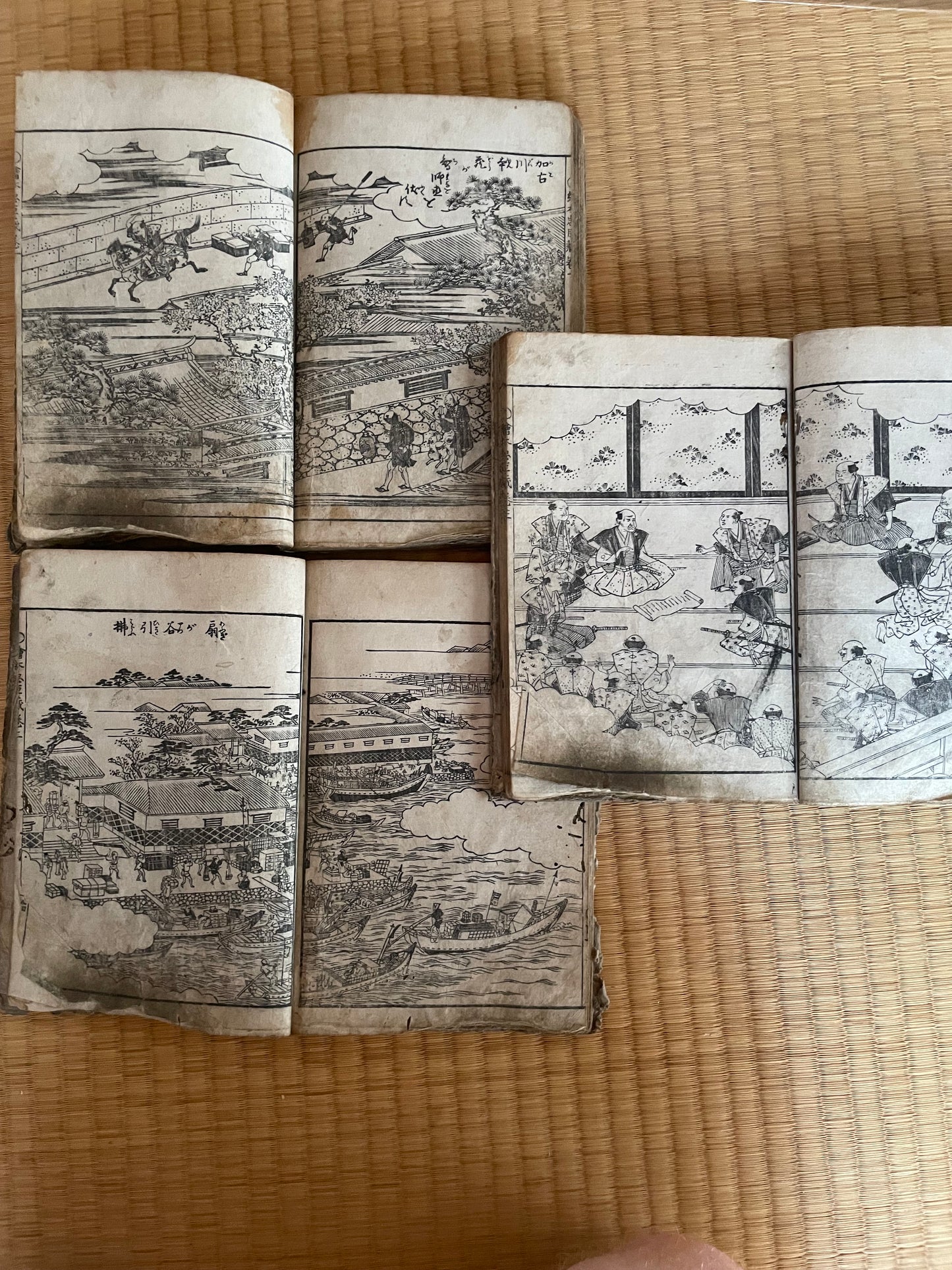 Edo 1808 Ehon Chūshingura  Forty-Seven Rōnin -Set of 3. Illustrated by Katsushika Hokusai