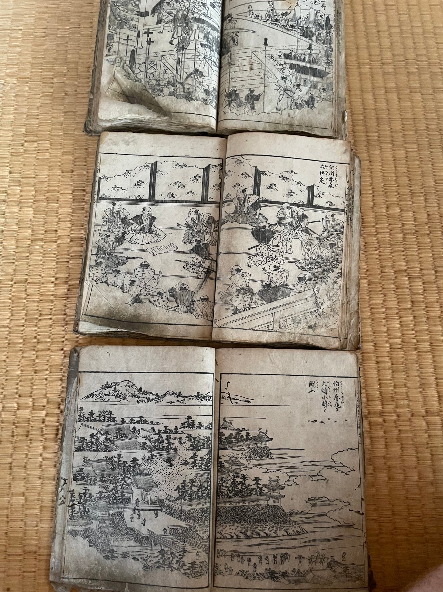 Edo 1808 Ehon Chūshingura  Forty-Seven Rōnin -Set of 3. Illustrated by Katsushika Hokusai