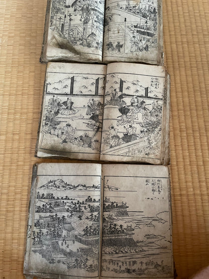 Edo 1808 Ehon Chūshingura  Forty-Seven Rōnin -Set of 3. Illustrated by Katsushika Hokusai