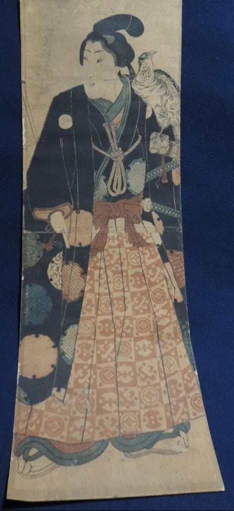 1830 "Youth With Falcon" (若衆と鷹) By Utagawa Kunisada (Approximately 70X25CM)