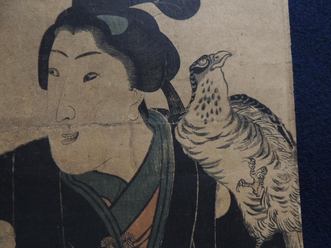 1830 "Youth With Falcon" (若衆と鷹) By Utagawa Kunisada (Approximately 70X25CM)