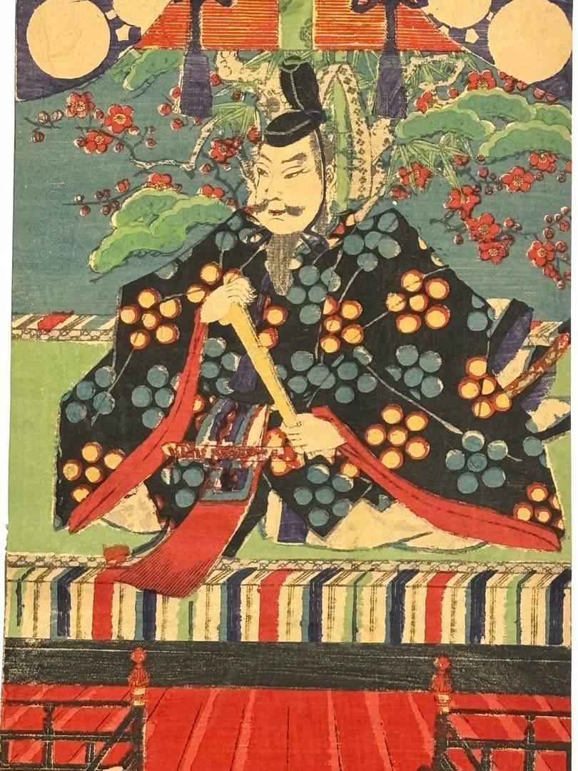 Edo-Meiji Era Shrine Print "Tenmangu" by Utagawa Yoshiharu (Approximately 68 x 20.5 cm)