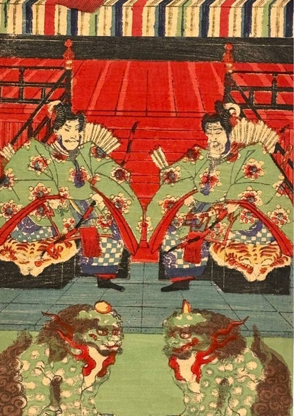 Edo-Meiji Era Shrine Print "Tenmangu" by Utagawa Yoshiharu (Approximately 68 x 20.5 cm)
