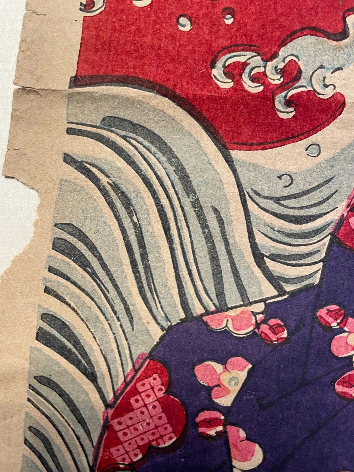 1861 "The Courtesan Shiratama" Utagawa Kunisada Kabuki Scene (Approximately 25X37CM)