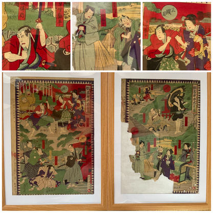 Meiji 1887 Tale of 47 Ronin by Toyohara Kunichika (Housed in 2 A3 Frames)
