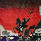 1877 Satsuma Rebellion War Triptych by Kobayashi Kiyochika – Contemporary Account of the Last Samurai (37X76CM)