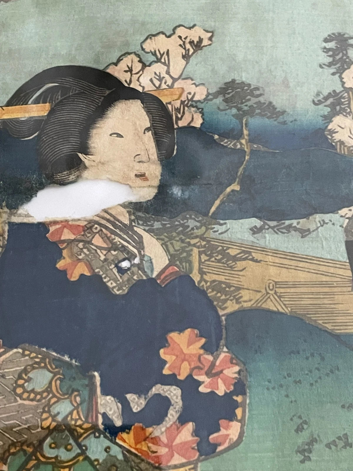 1854 Edo Era Ukiyo-e Set by Utagawa Kunisada. Beauties Admire Sakura in Kyoto. New A3 Preservation Frames