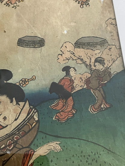 1854 Edo Era Ukiyo-e Set by Utagawa Kunisada. Beauties Admire Sakura in Kyoto. New A3 Preservation Frames