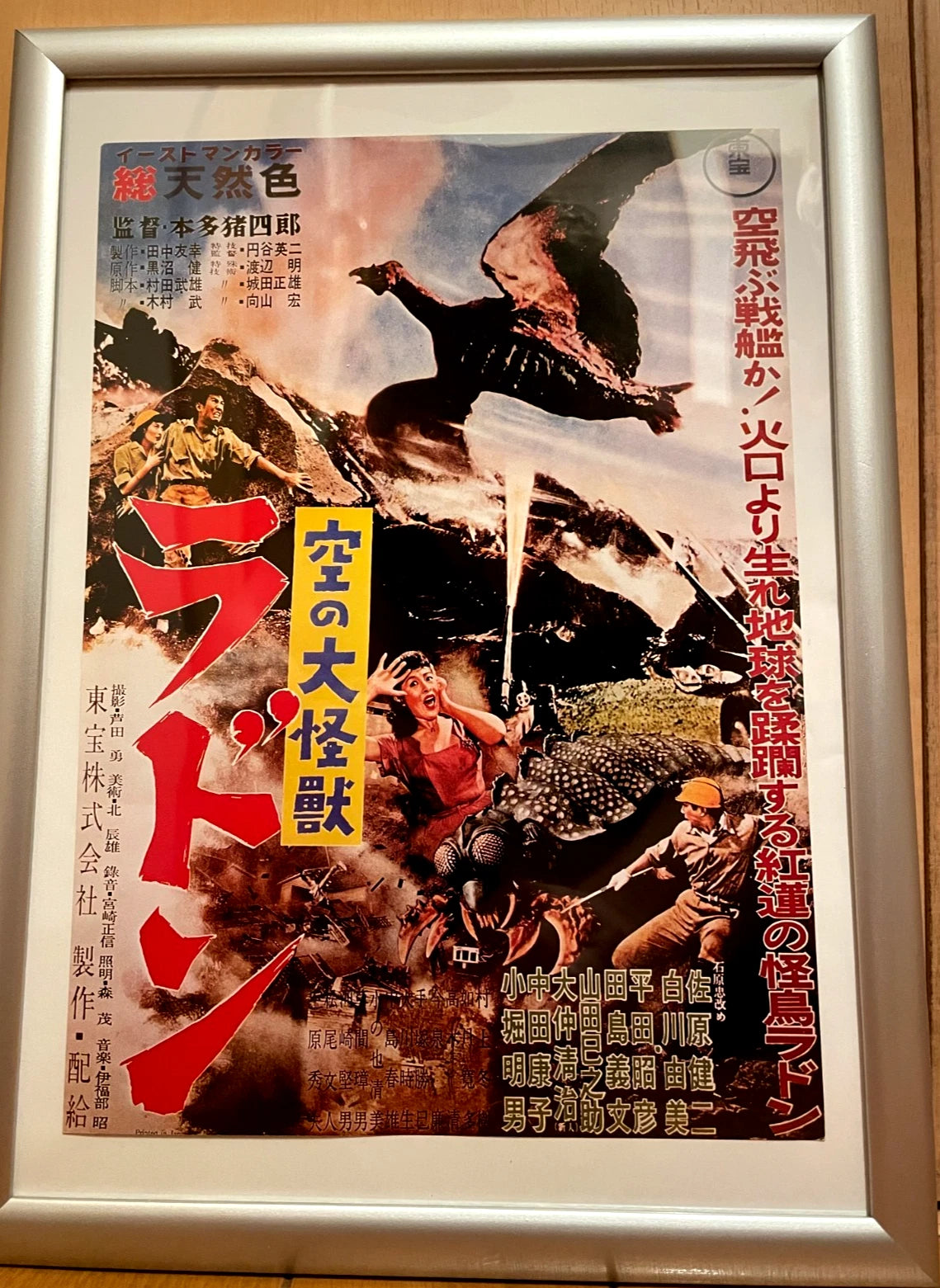 1956 Rodan Framed B5 Movie Flyer Kaiju Showa Retro Japan Postwar