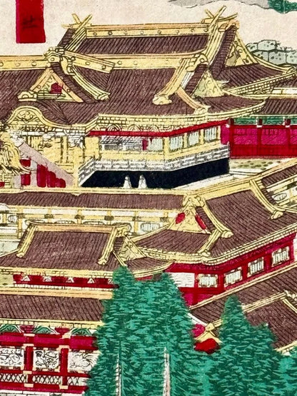 1885 (Meiji 19) Woodblock Printed Shrine Map by Matsushima Masakichi
