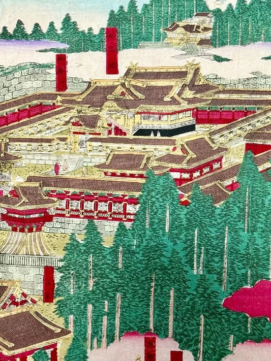 1885 (Meiji 19) Woodblock Printed Shrine Map by Matsushima Masakichi