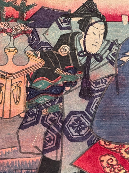 1830s The Tale of Genji Kabuki Performance by Utagawa Kunisada (Approximately 25X37CM)