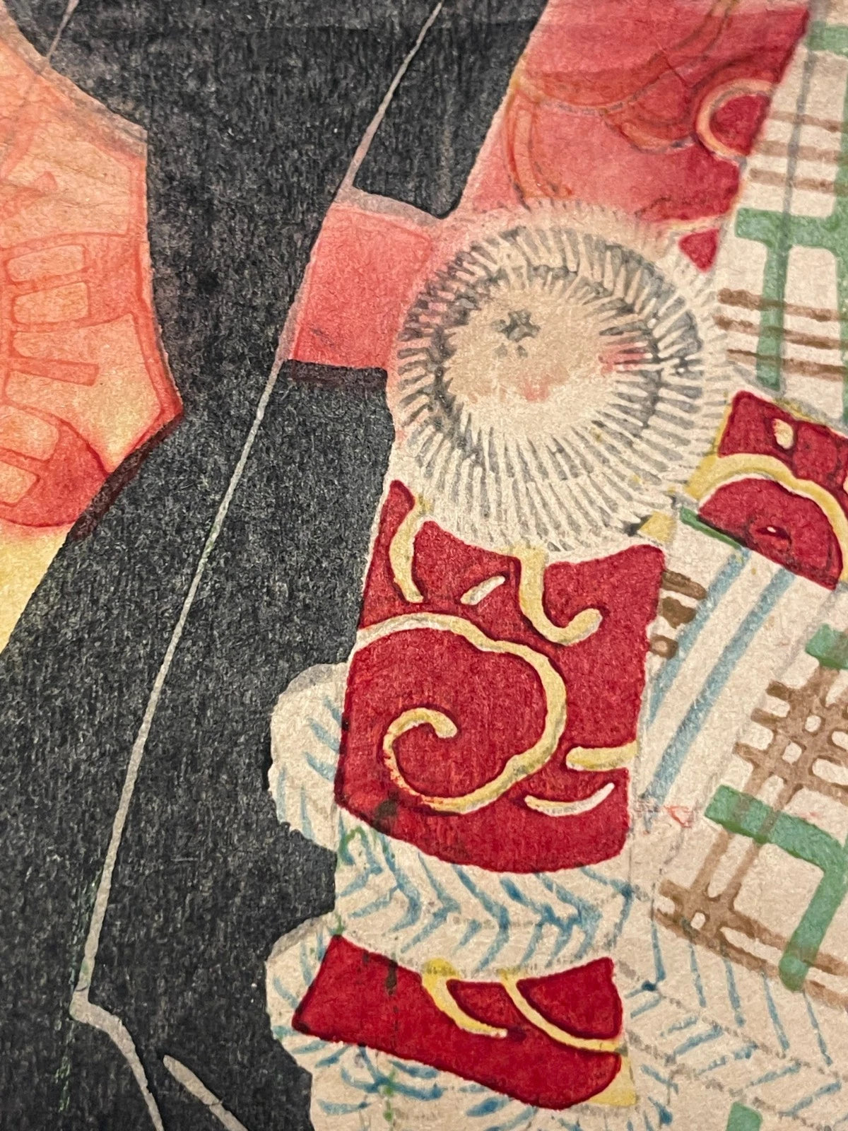 1890-93 Meiji Era Kabuki Scene by Kochoro Kunimasa (Approximately 25X37CM)