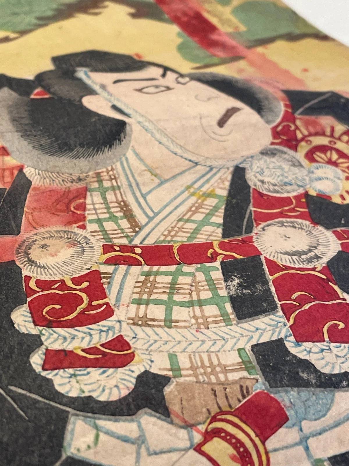 1890-93 Meiji Era Kabuki Scene by Kochoro Kunimasa (Approximately 25X37CM)