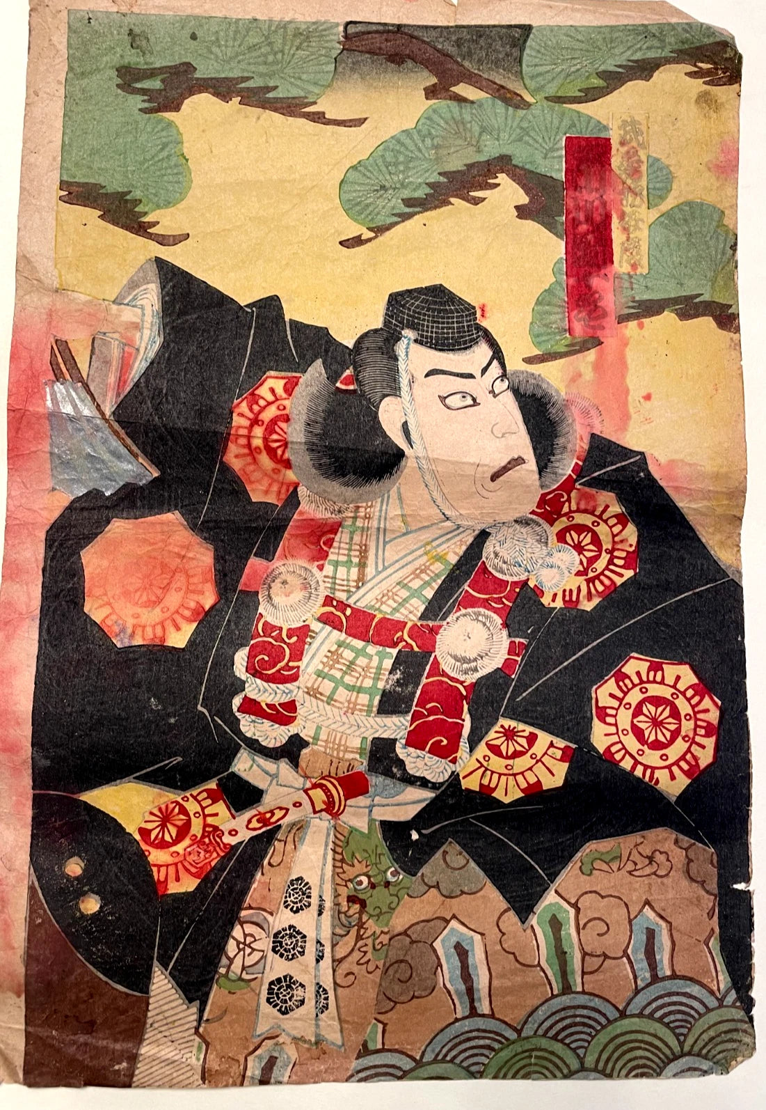 1890-93 Meiji Era Kabuki Scene by Kochoro Kunimasa (Approximately 25X37CM)