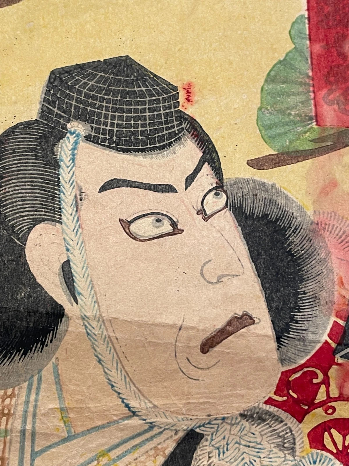 1890-93 Meiji Era Kabuki Scene by Kochoro Kunimasa (Approximately 25X37CM)