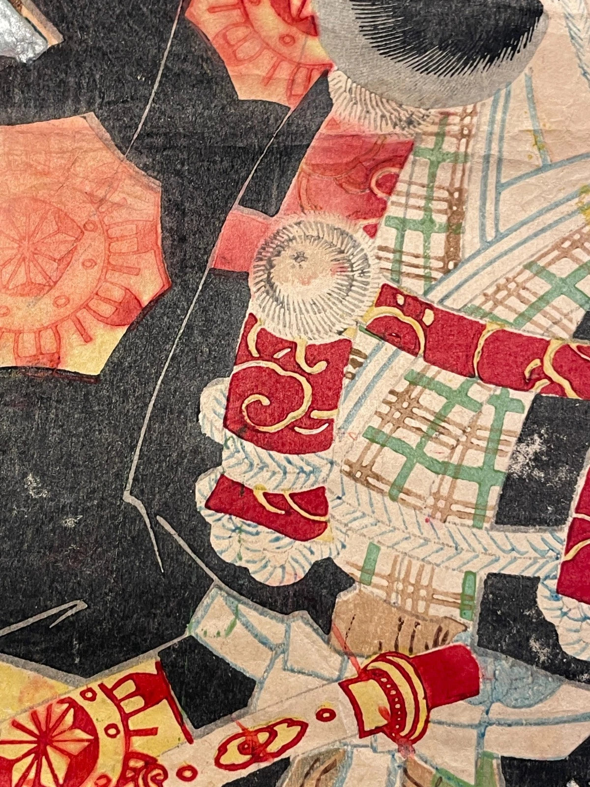 1890-93 Meiji Era Kabuki Scene by Kochoro Kunimasa (Approximately 25X37CM)