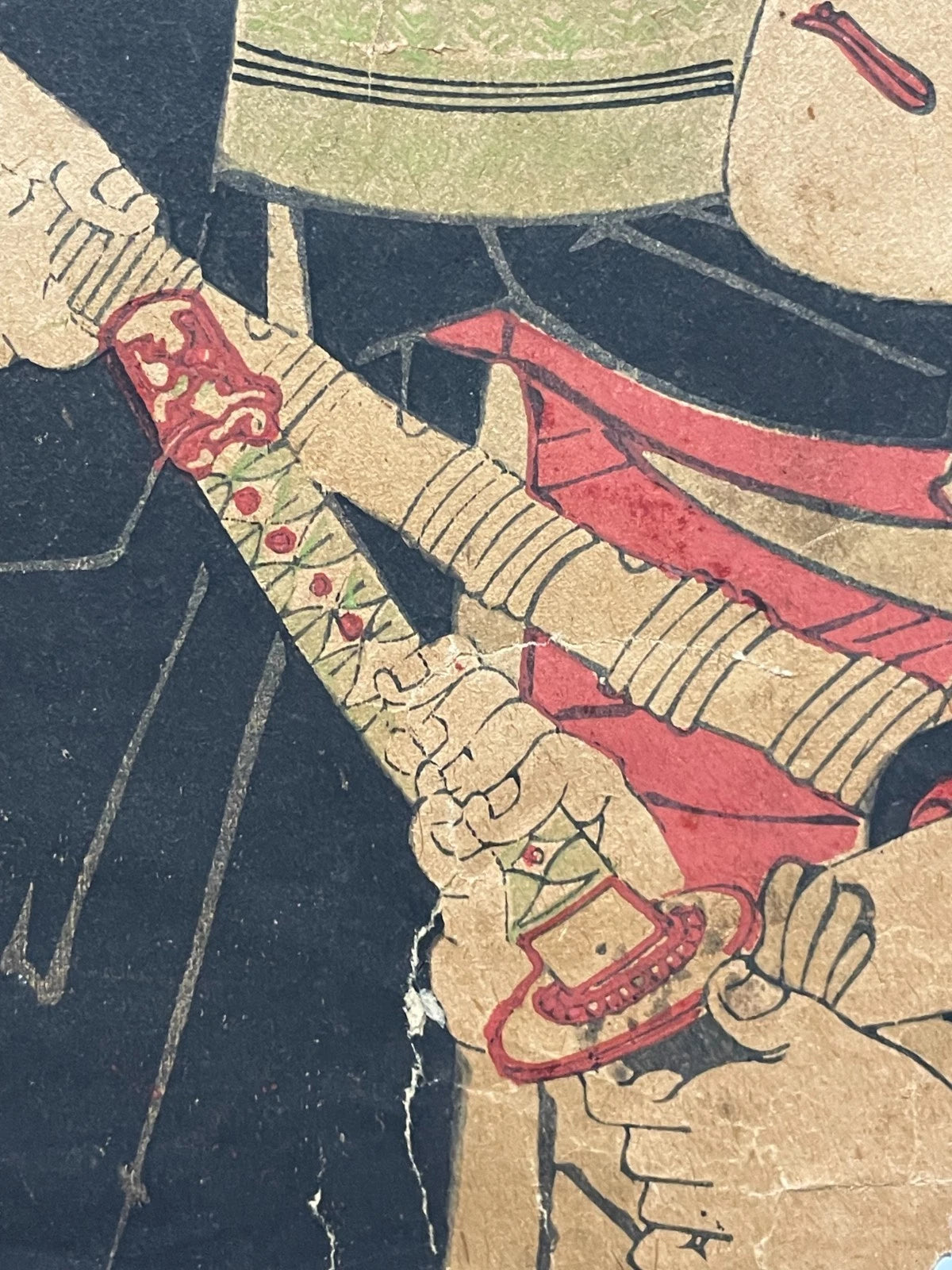 1897 The Chivalrous Person’s Spring Rain Umbrella By Toyohara Kunichika Meiji 30 (Approximately 76X38CM)