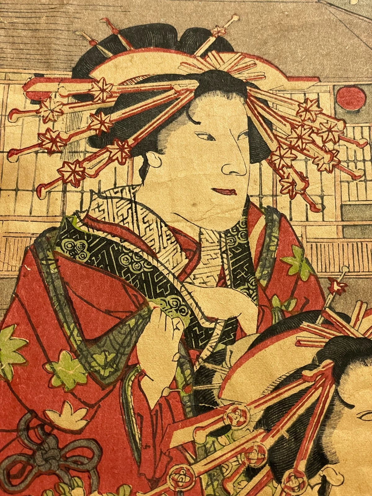 1897 The Chivalrous Person’s Spring Rain Umbrella By Toyohara Kunichika Meiji 30 (Approximately 76X38CM)