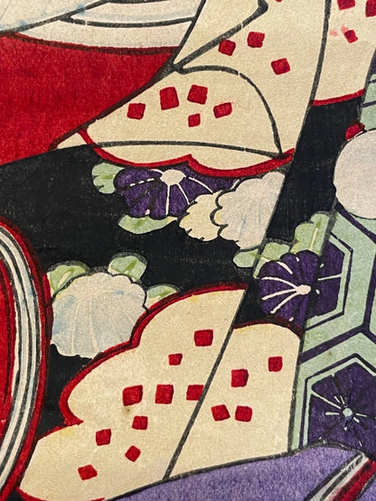 1861 "The Precious Incense and Autumn Flowers of Sendai" by Ukiyo-e Kunisada  37X27CM