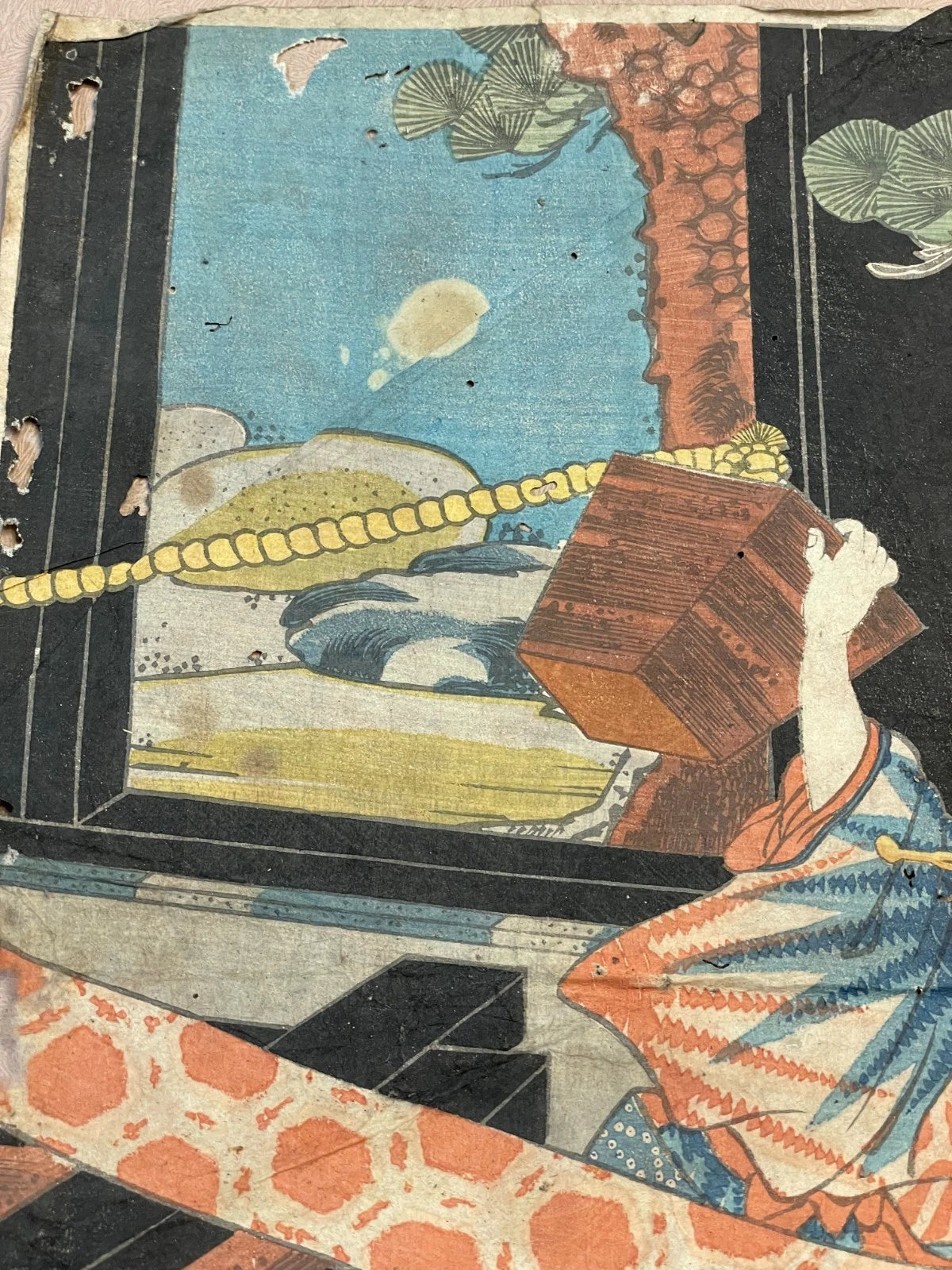 1850-60s Ukiyo-e By Utagawa Toyokuni Depicting a Kabuki Actor (Approximately 25X37cm)