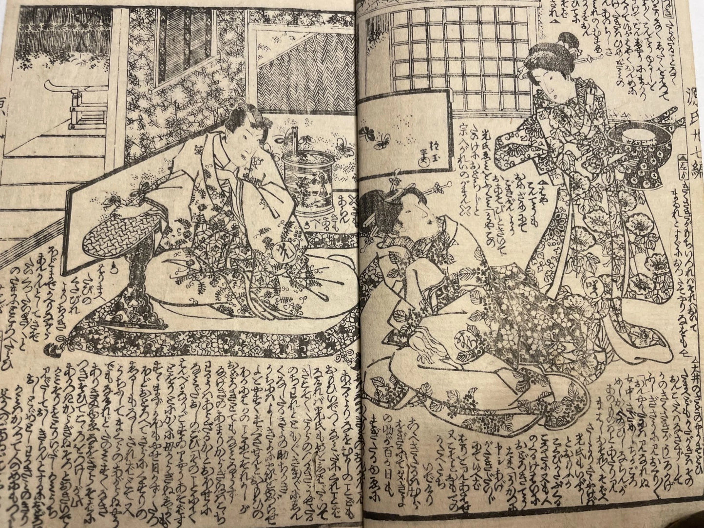 1833 "A Rural Genji" Two Book Set (偽紫田舎源氏) Illustrated by Utagawa Kunisada III